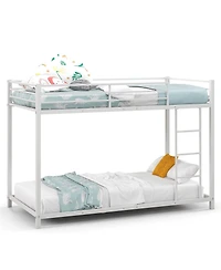 Gymax Twin Over Low Metal Bunk Bed with Ladder Guardrails for Teens Adults