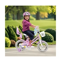 Hongge 12 Inch Girls Bike Kids Bicycle with Doll Seat and Streamers for Children 3-4 Years Old