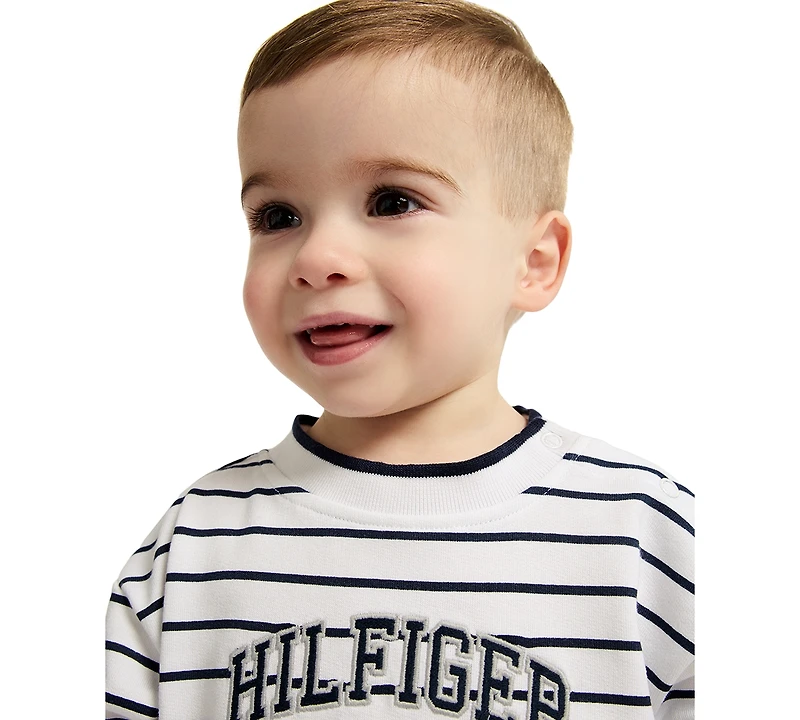 Tommy Hilfiger Baby Boys' Striped French Terry T-Shirt and Shorts, 2-Piece Set