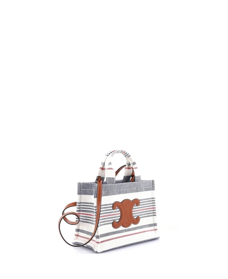 Pre-Owned Celine Small Cabas Thais Tote Triomphe Striped Canvas