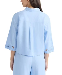 Ellen Tracy Women's Embroidered Button Front Shirt