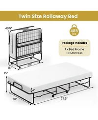 Sugift Twin Size Folding Bed with Memory Foam Mattress and Heavy-duty Metal Frame