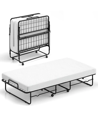 Sugift Twin Size Folding Bed with Memory Foam Mattress and Heavy-duty Metal Frame