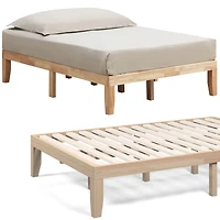 Sugift 14 Inch Full Size Wood Platform Bed Frame with Wood Slat Support