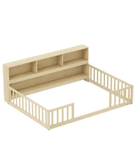 Slickblue Full Kids Floor Bed with Integrated Book Storage