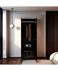 flynama Armoire with 2 Doors 2 Shelves in Wengue Bedroom Storage Cabinet