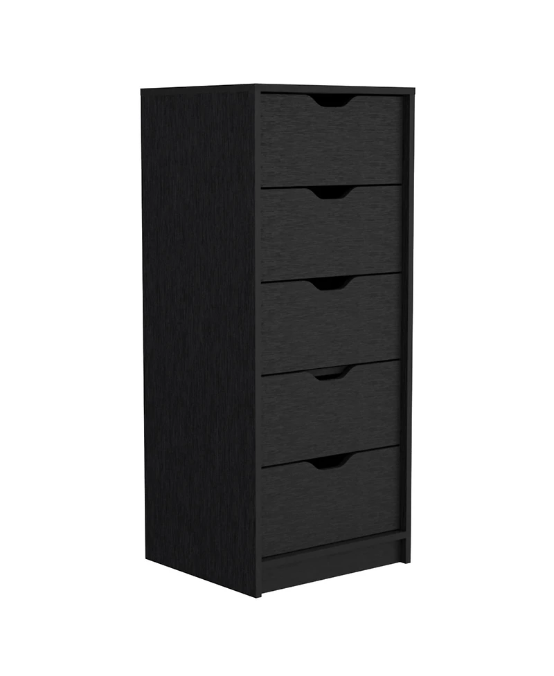 flynama Black 5-Drawer Tall Dresser with Pull-Out Storage System