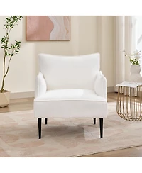 gaomon Modern Accent Chair - Mid-Century Linen Fabric Living Room Armchair Single Sofa Upholstered Comfy Reading Chair Accent Chair