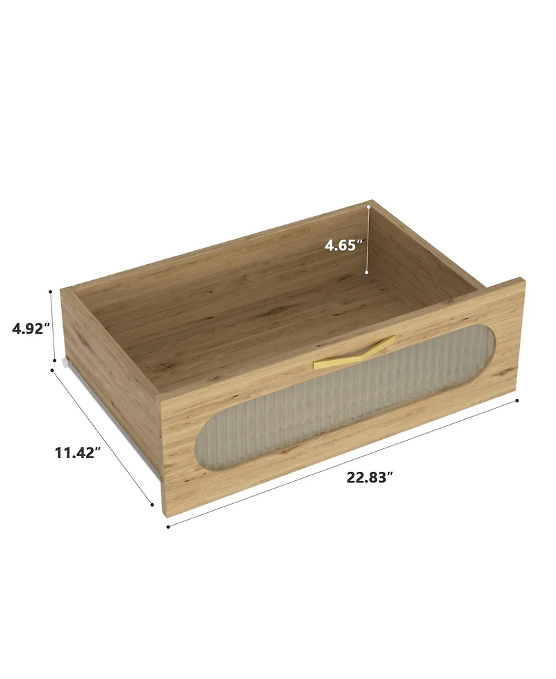 flynama Modern 6 Drawer Dresser Engineered Wood Cabinet Handle Free for Bedroom Living Room Closet