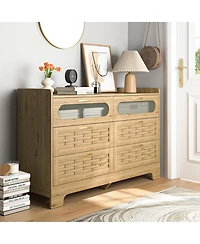 flynama Modern 6 Drawer Dresser Engineered Wood Cabinet Handle Free for Bedroom Living Room Closet