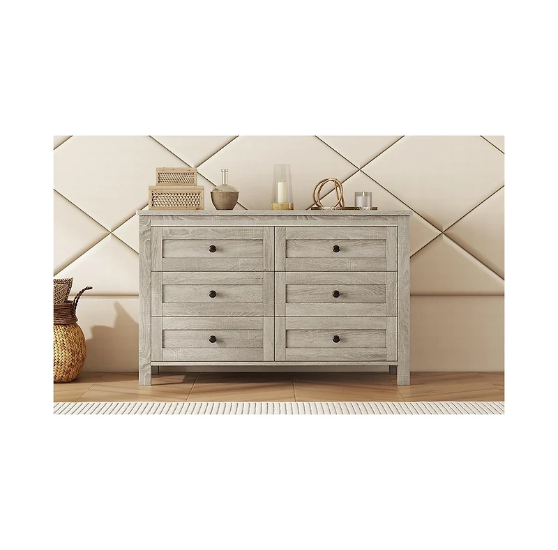 flynama 6 Drawer Transitional Dresser Organizer Cabinet for Nursery Home Furniture With Spacious Drawers Easy Assembly Dura