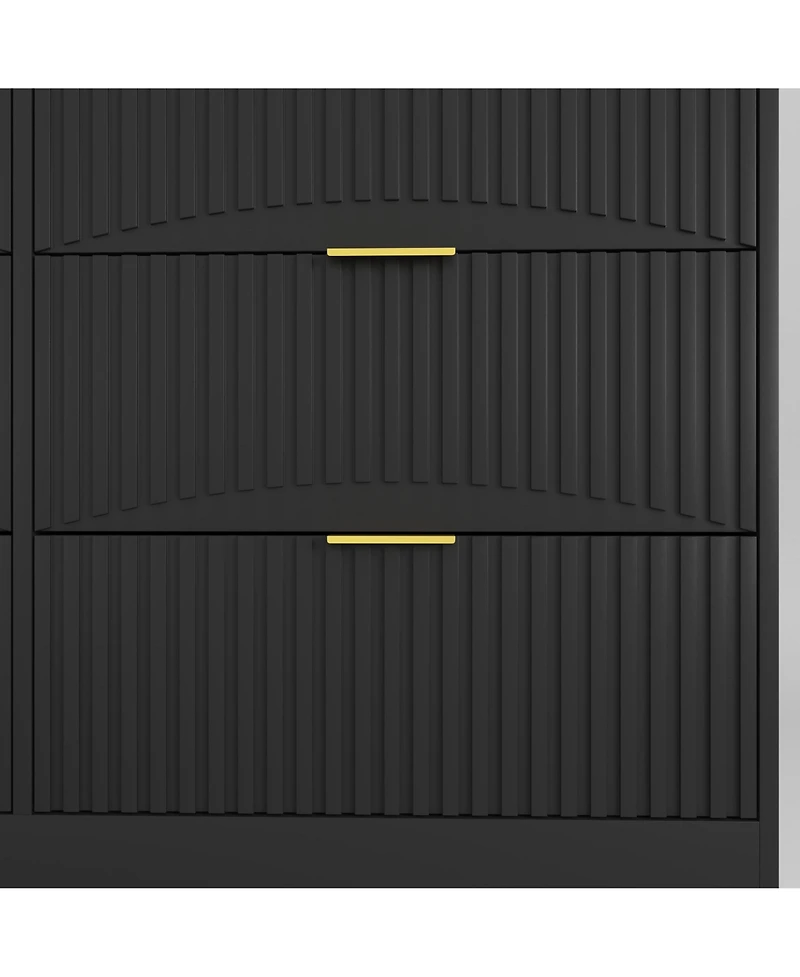 flynama Modern 8 Drawer Dresser 47.2-Inch-Wide Wood with Gold Handles for Bedroom Living Room