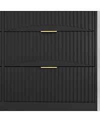 flynama Modern 8 Drawer Dresser 47.2-Inch-Wide Wood with Gold Handles for Bedroom Living Room