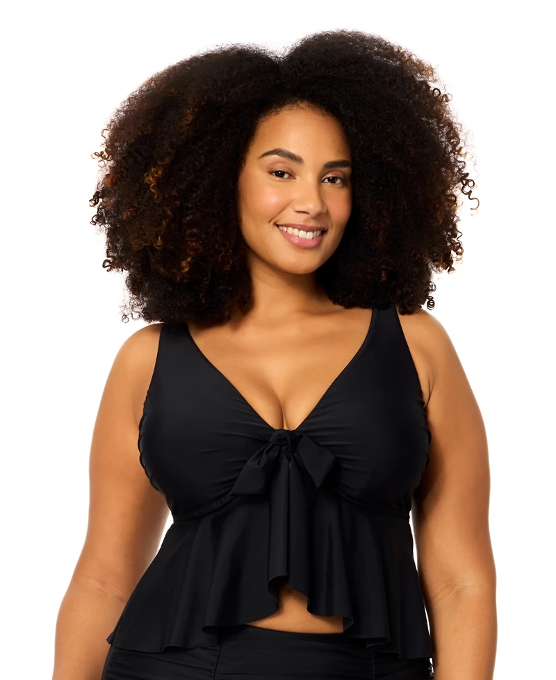 Raisins Curve Plus Underwire Topanga Ruffled Swim Tankini Top