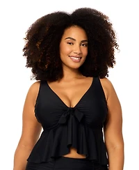 Raisins Curve Plus Underwire Topanga Ruffled Swim Tankini Top