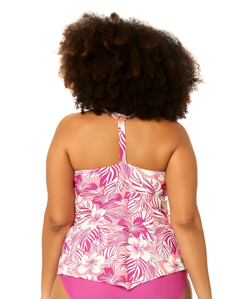 Raisins Curve Plus Underwire Floral Print Swim Tankini Top