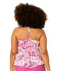 Raisins Curve Plus Underwire Floral Print Swim Tankini Top