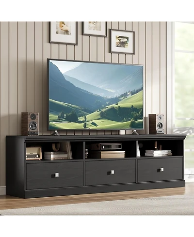 gaomon Tv Stand for Tv, Entertainment Center with Storage Drawer, Mid-Century Modern Console Open Shelves