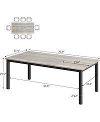 gaomon Industrial Dining Table for 6-8 – Spacious Rectangular Wood Top, Metal Legs, Rounded Corners
