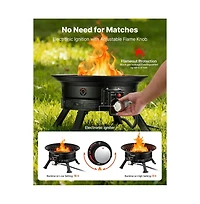 Slickblue 24 Inch Propane Fire Pit 53000 Btu with Grill Grate