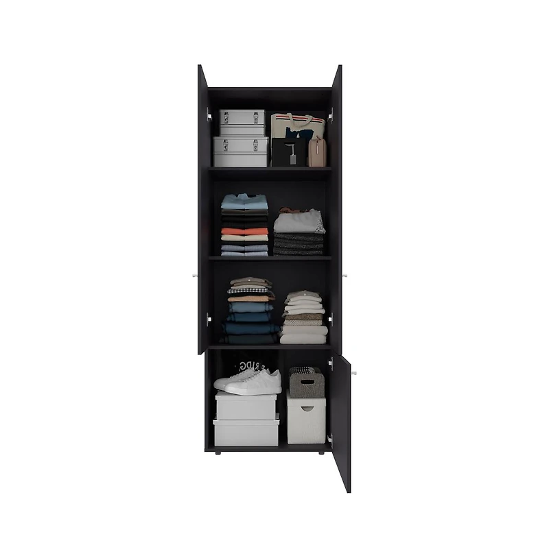flynama Soham Armoire Extension Duo for Bedroom with 3 Doors 5 Shelves Spacious Storage Organizer