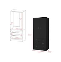 flynama Ramey Armoire Bedroom Storage Organizer with Hanging Rod Three Drawers and Stylish Hardware
