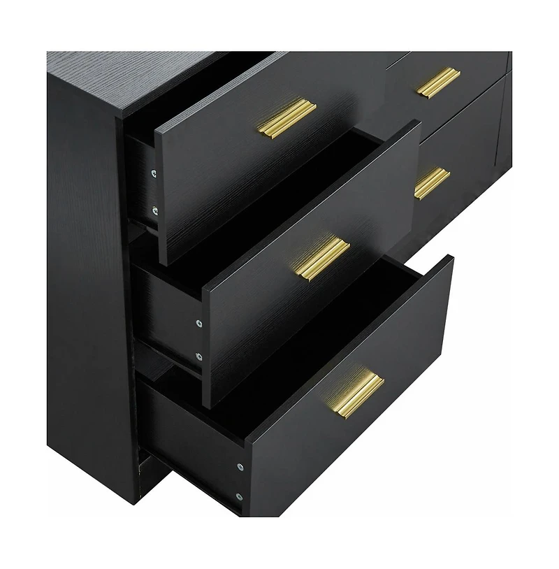 flynama 5 Drawer Rustic Dresser Space Saving Cabinet for Entryway Home Furniture with Spacious Drawers Easy Assembly Durab