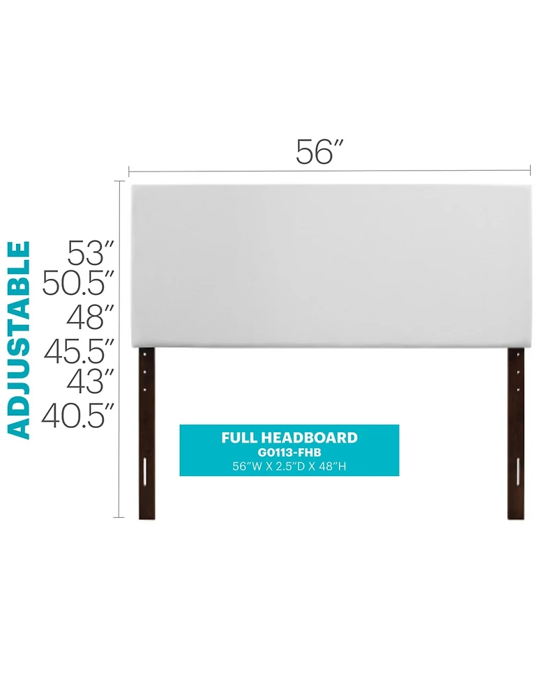 Flynama Elegant Casual Full Headboard 41-53H x 56W x 3D inch Adjustable Height