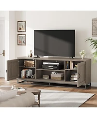 gaomon Farmhouse Tv Stand , Entertainment Center 2-Tier Adjustable Shelves, Wooden Tv & Media Console Table for 75 Inch