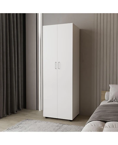 flynama Pisinemo Armoire with Two Doors and Hanging Rod Bedroom Storage Organizer