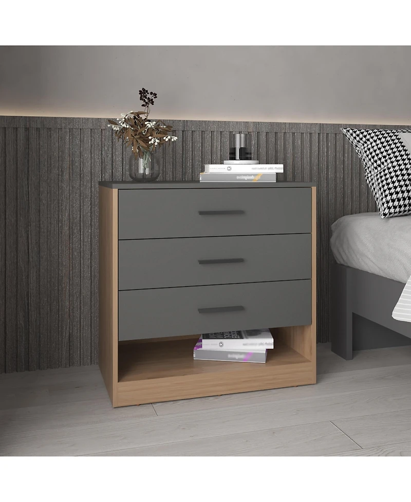 flynama Modern 6 Drawer Dresser Engineered Wood Cabinet Handle Free for Bedroom Living Room Closet