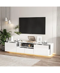 Homsee1 Pc Wood Tv Stand, 4 Drawers, Media Console with Light Strip – Entertainment Furniture
