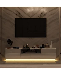 Homsee1 Pc Wood Tv Stand, 4 Drawers, Media Console with Light Strip – Entertainment Furniture