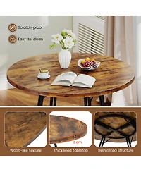 Sugift 47 Inch Dining Table for 4-6 People Round Kitchen Table with Cross Base