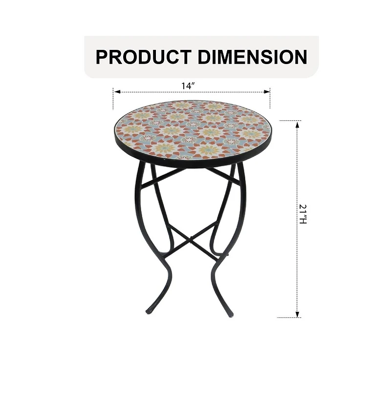Jiallo Mosaic Art Collection Floral Accent Table