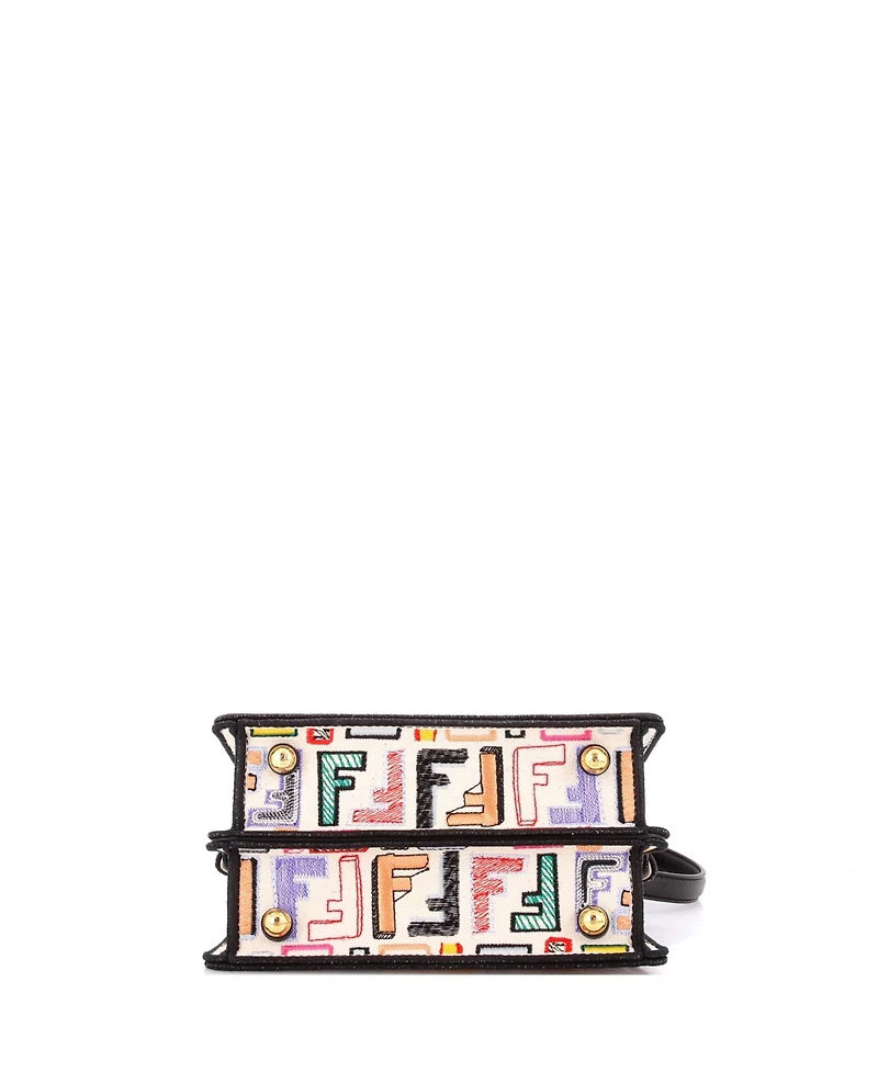 Pre-Owned Fendi Petite Peekaboo ISeeU Bag Embroidered Zucca Canvas