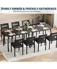 gaomon 5-Piece Modern Wooden Dining Table Set with 4 Upholstered Chairs