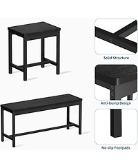 gaomon 5-Piece 63" Modern Extendable Dining Table Set with 2 Benches and 2 Square Stools