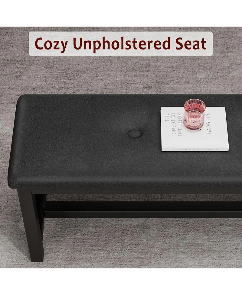 gaomon 3-Piece 63" Extendable Rectangular Dining Table Set with Metal Frame and 2 Benches