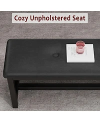 gaomon 3-Piece 63" Extendable Rectangular Dining Table Set with Metal Frame and 2 Benches