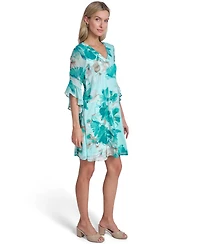 Calvin Klein Petite Bell-Sleeve V-Neck Trapeze Dress