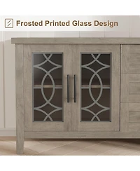 gaomon Farmhouse Tv Stand with Glass Door for 70" TVs, Mid Century Modern Entertainment Center Storage & Two Media Console