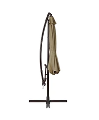Gymax 10 ft Patio Cantilever Offset Umbrella Yard Garden Outdoor w/ 8 Ribs Beige