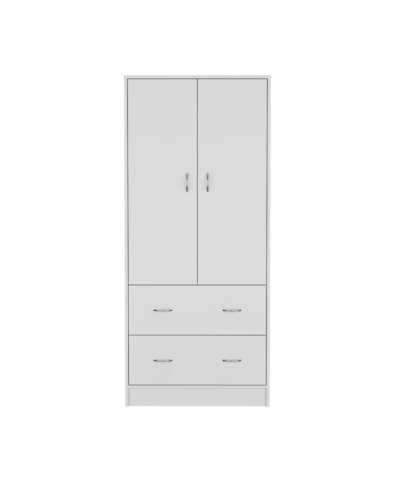 flynama Taly 2Doors 2Drawers Armoire 70.9inch High Laminated Particle Board Bedroom Storage Cabinet Organizer