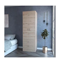 flynama Armoire One Large Cabinet Two Drawers Bedroom Storage Organizer with Hanging Rod