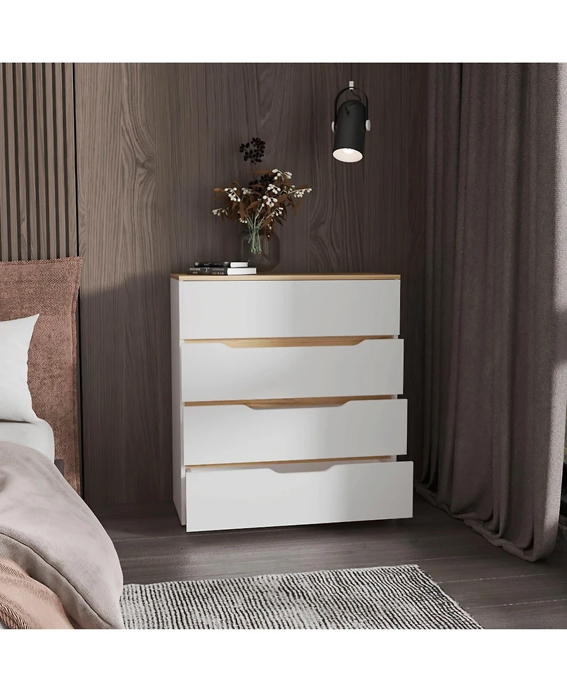 flynama Lynbrook 4 Drawer Dresser and Manufactured Wood Construction for Bedroom Storage