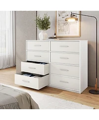 flynama Modern 4 Drawer Dresser Mdf Cabinet with Wheels for Bedroom Living Room Entryway