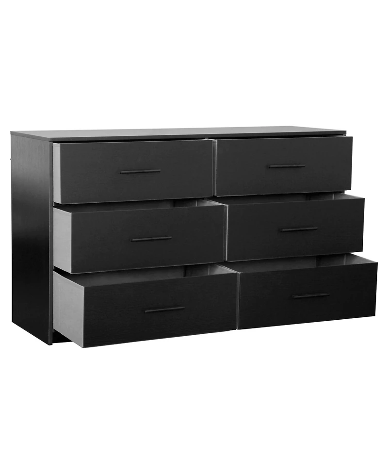 flynama Modern 6 Drawer Dresser Engineered Wood Cabinet Handle Free for Bedroom Living Room Closet
