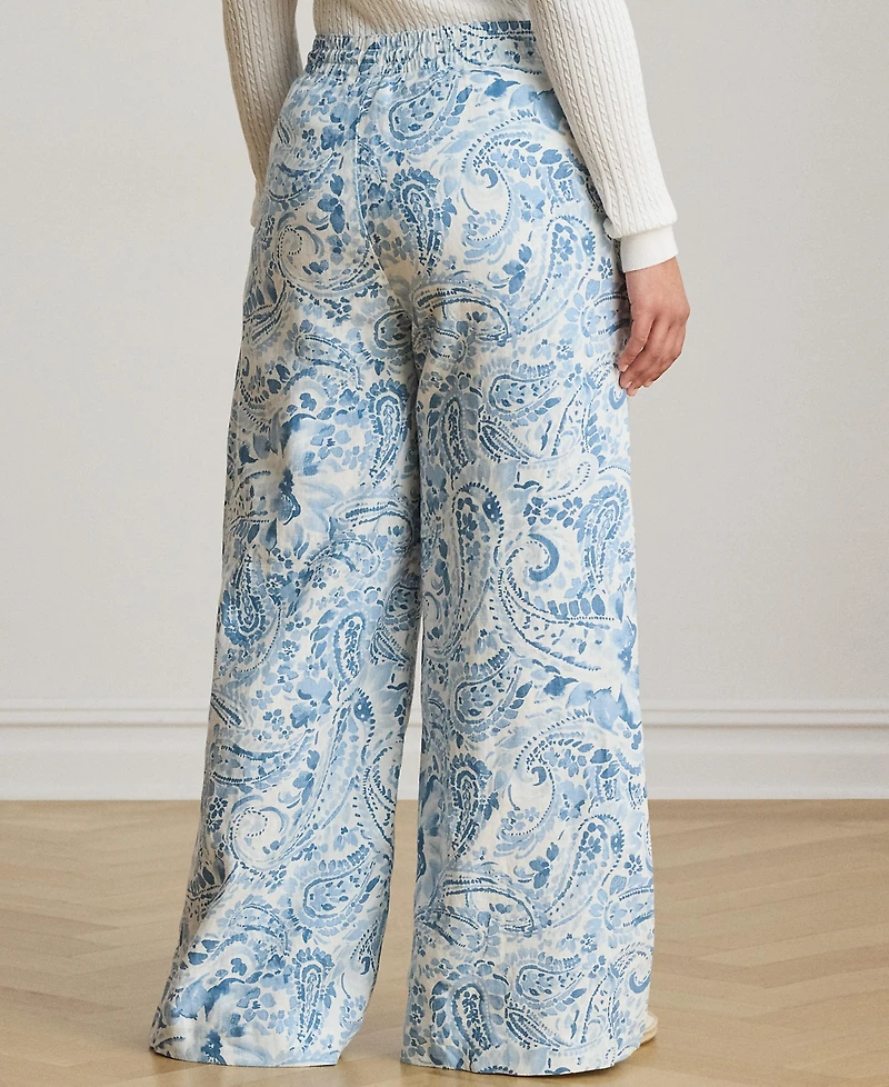 Lauren Ralph Plus Paisley Wide-Leg Pant