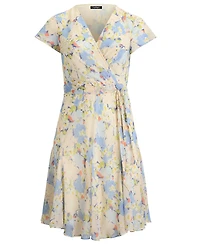 Lauren Ralph Plus Floral Crinkle Georgette Surplice Dress